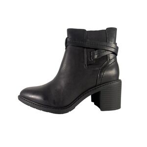 Clarks‎ Women's Scene Star Mid Calf Boot Black Leather 7 M booties block heel